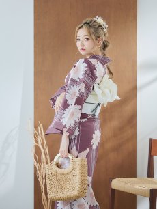 画像9: 【即日発送】えんじxマーガレット浴衣 【浴衣3点セット 浴衣/帯/下駄】 [FB02] (9)