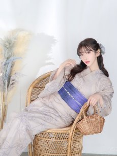 画像10: 【即日発送】【浴衣】ベージュ地に線画の椿浴衣 【浴衣3点セット 浴衣/帯/下駄】 [FB02] (10)