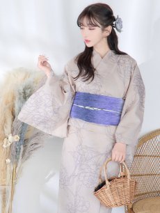 画像11: 【即日発送】【浴衣】ベージュ地に線画の椿浴衣 【浴衣3点セット 浴衣/帯/下駄】 [FB02] (11)