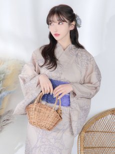 画像13: 【即日発送】【浴衣】ベージュ地に線画の椿浴衣 【浴衣3点セット 浴衣/帯/下駄】 [FB02] (13)