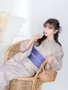 画像14: 【即日発送】【浴衣】ベージュ地に線画の椿浴衣 【浴衣3点セット 浴衣/帯/下駄】 [FB02] (14)