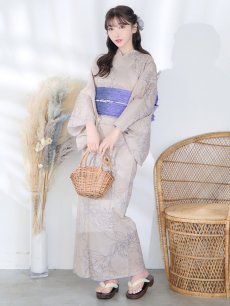 画像15: 【即日発送】【浴衣】ベージュ地に線画の椿浴衣 【浴衣3点セット 浴衣/帯/下駄】 [FB02] (15)