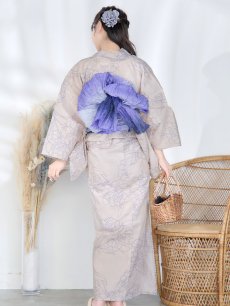 画像8: 【即日発送】【浴衣】ベージュ地に線画の椿浴衣 【浴衣3点セット 浴衣/帯/下駄】 [FB02] (8)