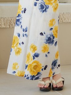 画像7: 【即日発送】ブルーxイエローローズ 薔薇 バラ 浴衣 【浴衣3点セット 浴衣/帯/下駄】 [FB02] (7)
