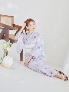 画像11: 【浴衣セール！】【即日発送】可憐なパープルxホワイト牡丹浴衣 【浴衣3点セット 浴衣/帯/下駄】 [FB02] (11)