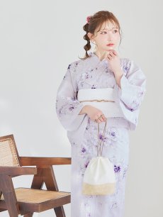 画像12: 【浴衣セール！】【即日発送】可憐なパープルxホワイト牡丹浴衣 【浴衣3点セット 浴衣/帯/下駄】 [FB02] (12)