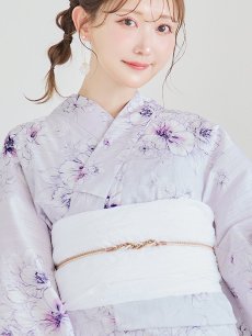 画像5: 【浴衣セール！】【即日発送】可憐なパープルxホワイト牡丹浴衣 【浴衣3点セット 浴衣/帯/下駄】 [FB02] (5)