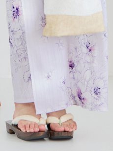画像7: 【浴衣セール！】【即日発送】可憐なパープルxホワイト牡丹浴衣 【浴衣3点セット 浴衣/帯/下駄】 [FB02] (7)