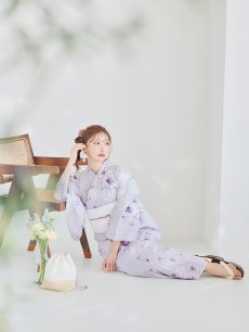 画像9: 【浴衣セール！】【即日発送】可憐なパープルxホワイト牡丹浴衣 【浴衣3点セット 浴衣/帯/下駄】 [FB02] (9)