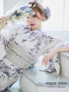 画像1: 【即日発送！】可憐なニュアンスパープル鈴蘭浴衣 【浴衣3点セット 浴衣/帯/下駄】 [YMT] (1)