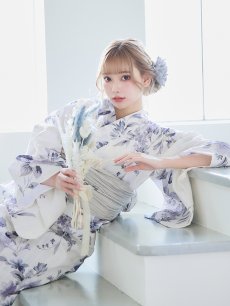 画像14: 【即日発送！】可憐なニュアンスパープル鈴蘭浴衣 【浴衣3点セット 浴衣/帯/下駄】 [YMT] (14)