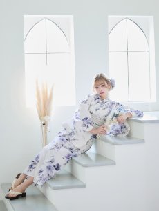 画像9: 【即日発送！】可憐なニュアンスパープル鈴蘭浴衣 【浴衣3点セット 浴衣/帯/下駄】 [YMT] (9)