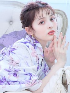 画像9: 【即日発送】パープルxピンクの百合浴衣 【浴衣3点セット 浴衣/帯/下駄】 [YMT] (9)