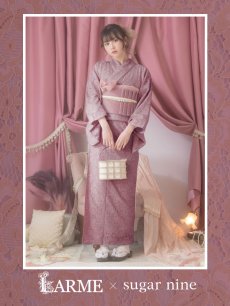 画像1: 【即日発送】ダスティピンクのレース浴衣 【浴衣3点セット 浴衣/帯/下駄】 [YMT] (1)