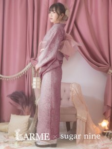 画像2: 【即日発送】ダスティピンクのレース浴衣 【浴衣3点セット 浴衣/帯/下駄】 [YMT] (2)