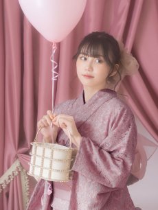 画像4: 【即日発送】ダスティピンクのレース浴衣 【浴衣3点セット 浴衣/帯/下駄】 [YMT] (4)