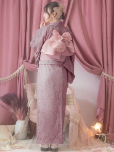 画像5: 【即日発送】ダスティピンクのレース浴衣 【浴衣3点セット 浴衣/帯/下駄】 [YMT] (5)