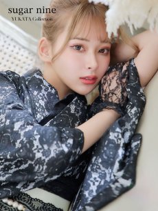 画像1: 【即日発送】ブラックレース浴衣 【浴衣3点セット 浴衣/帯/下駄】 [YMT] (1)