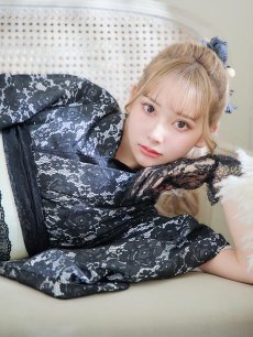 画像11: 【即日発送】ブラックレース浴衣 【浴衣3点セット 浴衣/帯/下駄】 [YMT] (11)