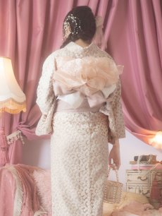 画像5: 【即日発送】くすみピンク地x小花レース浴衣 【浴衣3点セット 浴衣/帯/下駄】 [YMT] (5)