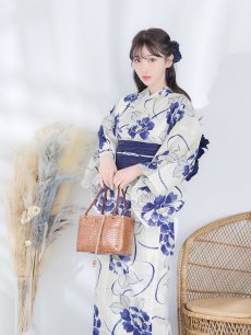 画像14: 【即日発送】水彩椿の綺麗系浴衣 【浴衣3点セット 浴衣/帯/下駄】 [YMT] (14)