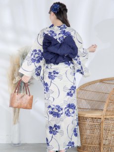 画像8: 【即日発送】水彩椿の綺麗系浴衣 【浴衣3点セット 浴衣/帯/下駄】 [YMT] (8)