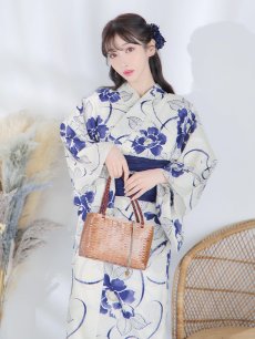 画像9: 【即日発送】水彩椿の綺麗系浴衣 【浴衣3点セット 浴衣/帯/下駄】 [YMT] (9)