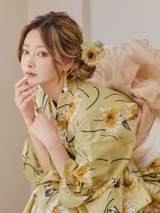 画像20: 【即日発送】くすみイエローマーガレット浴衣 【浴衣3点セット 浴衣/帯/下駄】 [YMT] (20)