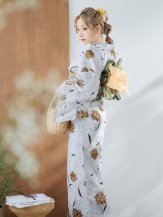 画像12: 【即日発送】グレー地×マーガレット浴衣 【浴衣3点セット 浴衣/帯/下駄】 [YMT] (12)