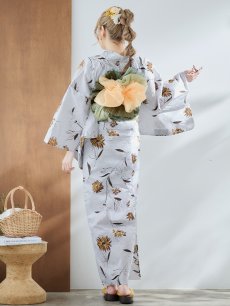 画像17: 【即日発送】グレー地×マーガレット浴衣 【浴衣3点セット 浴衣/帯/下駄】 [YMT] (17)