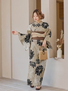 画像10: 【即日発送】レトロモダンマーガレット浴衣 【浴衣3点セット 浴衣/帯/下駄】 [YMT] (10)