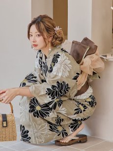 画像13: 【即日発送】レトロモダンマーガレット浴衣 【浴衣3点セット 浴衣/帯/下駄】 [YMT] (13)