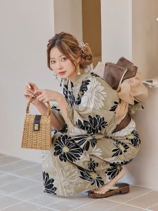 画像14: 【即日発送】レトロモダンマーガレット浴衣 【浴衣3点セット 浴衣/帯/下駄】 [YMT] (14)