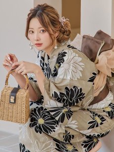 画像18: 【即日発送】レトロモダンマーガレット浴衣 【浴衣3点セット 浴衣/帯/下駄】 [YMT] (18)