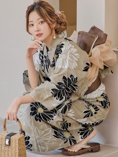 画像3: 【即日発送】レトロモダンマーガレット浴衣 【浴衣3点セット 浴衣/帯/下駄】 [YMT] (3)