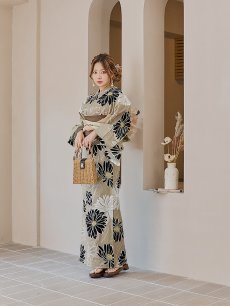 画像5: 【即日発送】レトロモダンマーガレット浴衣 【浴衣3点セット 浴衣/帯/下駄】 [YMT] (5)