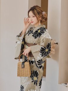 画像7: 【即日発送】レトロモダンマーガレット浴衣 【浴衣3点セット 浴衣/帯/下駄】 [YMT] (7)