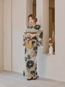 画像8: 【即日発送】レトロモダンマーガレット浴衣 【浴衣3点セット 浴衣/帯/下駄】 [YMT] (8)