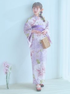 画像1: 【即日発送】ニュアンス朝顔ピンク浴衣 【浴衣3点セット 浴衣/帯/下駄】 [YMT] (1)