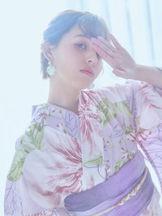 画像12: 【即日発送】ニュアンス朝顔ピンク浴衣 【浴衣3点セット 浴衣/帯/下駄】 [YMT] (12)