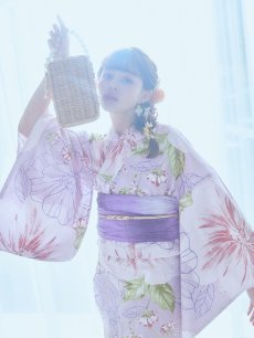 画像14: 【即日発送】ニュアンス朝顔ピンク浴衣 【浴衣3点セット 浴衣/帯/下駄】 [YMT] (14)