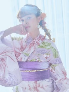 画像2: 【即日発送】ニュアンス朝顔ピンク浴衣 【浴衣3点セット 浴衣/帯/下駄】 [YMT] (2)