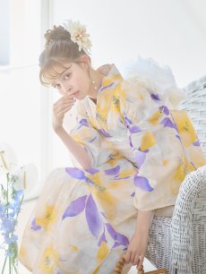 画像16: 【即日発送】鮮やか×大柄フラワー浴衣 【浴衣3点セット 浴衣/帯/下駄】 [YMT] (16)