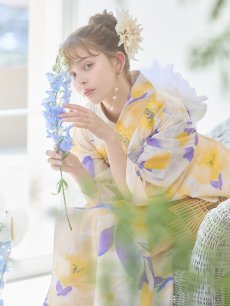 画像20: 【即日発送】鮮やか×大柄フラワー浴衣 【浴衣3点セット 浴衣/帯/下駄】 [YMT] (20)