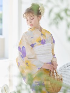 画像3: 【即日発送】鮮やか×大柄フラワー浴衣 【浴衣3点セット 浴衣/帯/下駄】 [YMT] (3)