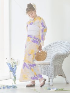 画像4: 【即日発送】鮮やか×大柄フラワー浴衣 【浴衣3点セット 浴衣/帯/下駄】 [YMT] (4)