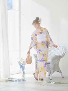 画像5: 【即日発送】鮮やか×大柄フラワー浴衣 【浴衣3点セット 浴衣/帯/下駄】 [YMT] (5)