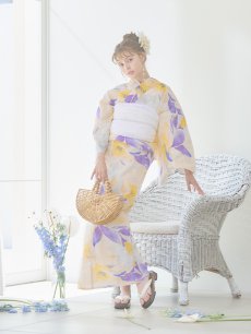 画像6: 【即日発送】鮮やか×大柄フラワー浴衣 【浴衣3点セット 浴衣/帯/下駄】 [YMT] (6)