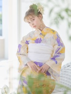 画像9: 【即日発送】鮮やか×大柄フラワー浴衣 【浴衣3点セット 浴衣/帯/下駄】 [YMT] (9)