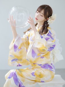 画像10: 【即日発送】鮮やか×大柄フラワー浴衣 【浴衣3点セット 浴衣/帯/下駄】 [YMT] (10)